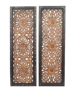 Grayson Lane 36-in x 12-in Brown Wooden Traditional Wall Decor - Set of 2