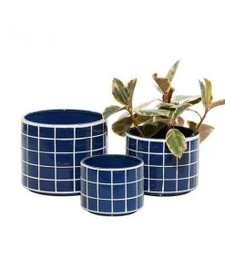 Grayson Lane 12-in x 9-in Blue Stone Planters - Set of 3