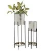 Grayson Lane 11-in x 32-in Silver Metal Planters - Set of 2