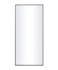 Grayson Lane 30-in x 14-in Rectangle Black Contemporary Framed Wall Mirror