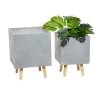 Grayson Lane 11.40-in x 15.80-in Grey Ceramic Planters - Set of 2