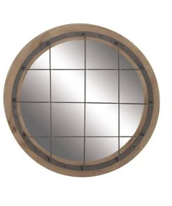 Grayson Lane 31-in x 31-in Round Blue Industrial Framed Wall Mirror