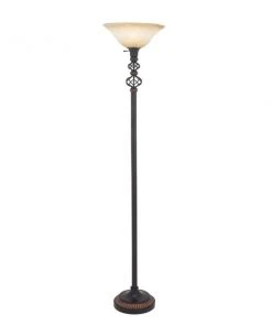 Grayson Lane 70-in x 15-in Black Metal Traditional Torchiere Lamp