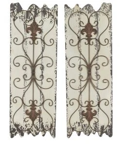 Grayson Lane 32-in x 11-in White Wooden Rustic Wall Decor - Set of 2