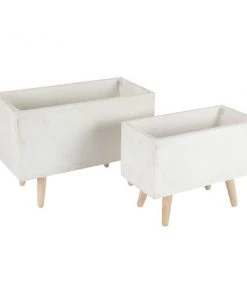 Grayson Lane 21-in x 15-in White Clay Planters - Set of 2