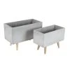 Grayson Lane 21-in x 15-in Grey Clay Planters - Set of 2