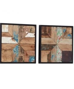 Grayson Lane 17-in x 17-in Brown Teak Wooden Rustic Wall Decor - Set of 2 -GRAYSON LANE shop 330941120 AlternateImage7 l