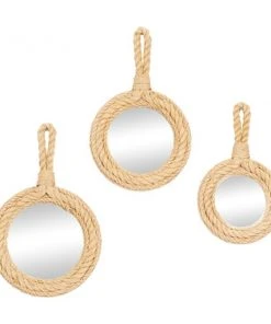 Grayson Lane 20-in, 19-in and 17-in Round Brown Framed Wall Mirror - Set of 3