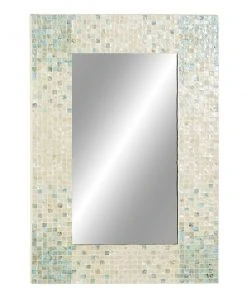 Grayson Lane 36-in x 24-in Rectangle Cream Coastal Framed Wall Mirror