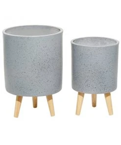 Grayson Lane 12.15-in x 17.30-in Light Grey Ceramic Planters - Set of 2 -GRAYSON LANE shop 330941128 AlternateImage5 l