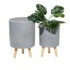 Grayson Lane 12.15-in x 17.30-in Light Grey Ceramic Planters - Set of 2