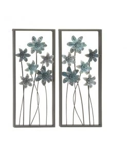 Grayson Lane 12-in x 28-in Grey Metal Traditional Floral Wall Decor - Set of 2