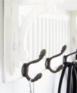 Grayson Lane 36-in x 10-in White Farmhouse Wood Wall Hook Rack with Shelf -GRAYSON LANE shop 330941132 AlternateImage2 l