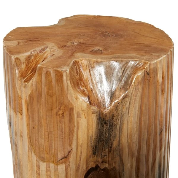 Grayson Lane Modern Brown Teak Wood Abstract Ottoman 3 Grayson Lane Modern Brown Teak Wood Abstract Ottoman - Image 3