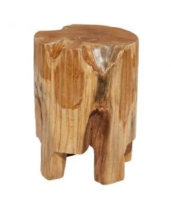 Grayson Lane Modern Brown Teak Wood Abstract Ottoman