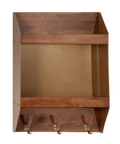 Grayson Lane 22-in x 16-in x 5-in Brown Metal Industrial Wall Shelf