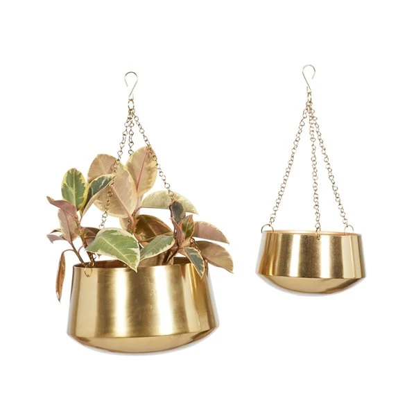 Grayson Lane 12-in W x 7-in H Gold Metal Hanging Wall Planter - 2-Pack 5 Grayson Lane 12-in W x 7-in H Gold Metal Hanging Wall Planter - 2-Pack - Image 5