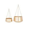 Grayson Lane 12-in W x 7-in H Gold Metal Hanging Wall Planter - 2-Pack