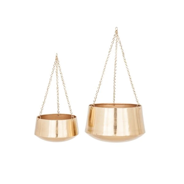 Grayson Lane 12-in W x 7-in H Gold Metal Hanging Wall Planter - 2-Pack 1 Grayson Lane 12-in W x 7-in H Gold Metal Hanging Wall Planter - 2-Pack