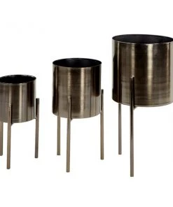 Grayson Lane 10-in W x 18-in H Black Metal Planter - 3-Pack