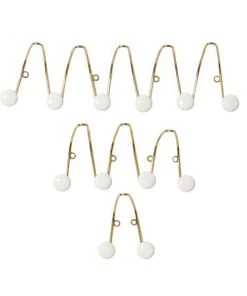 Grayson Lane Glam Gold/Pearl White Iron Decorative Zigzag Design Screw Wall Hooks - Set of 3