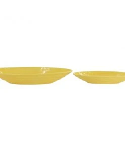 Grayson Lane 22-in W x 3-in H Yellow Ceramic Low Bowl Planter - 2-Pack
