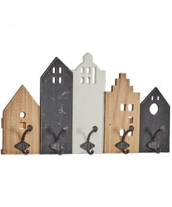 Grayson Lane Black/Grey MDF Skyline Decorative Screw Wall Hooks - Set of 1