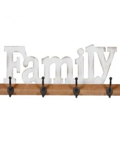 Grayson Lane Farmhouse Family White/Brown Wood Decorative Screw Wall Hooks - Set of 1 -GRAYSON LANE shop 330941190 AlternateImage5 l