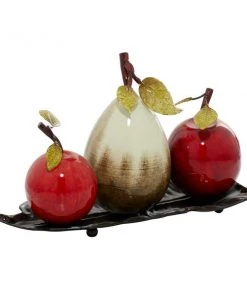 GRAYSON LANE Greyson Lane White/Red Classic Iron Decorative Fruit Bowl - Set of 1