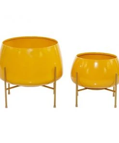 Grayson Lane 10.75-in W x 9.85-in H Yellow Metal Planter - 2-Pack -GRAYSON LANE shop 330941204 AlternateImage5 l
