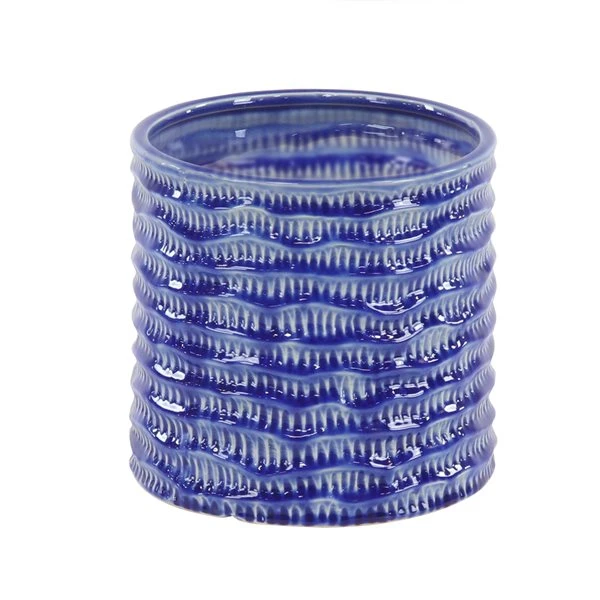 Grayson Lane 9-in W x 9-in H Blue Porcelain Planter - 3-Pack 4 Grayson Lane 9-in W x 9-in H Blue Porcelain Planter - 3-Pack - Image 4