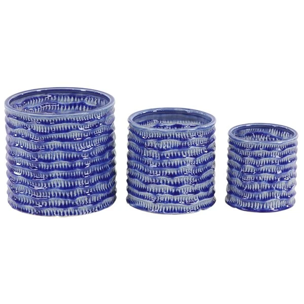 Grayson Lane 9-in W x 9-in H Blue Porcelain Planter - 3-Pack 1 Grayson Lane 9-in W x 9-in H Blue Porcelain Planter - 3-Pack