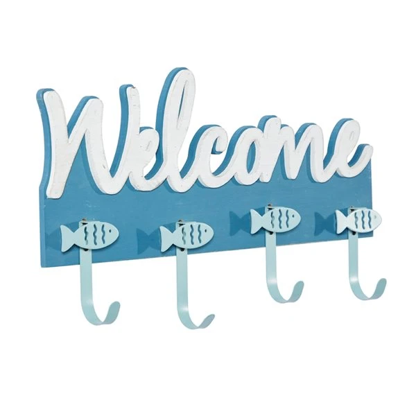 Grayson Lane Coral Blue Wood Fish-Themed Welcome Decorative 4 Screw Wall Hooks - Set of 1 5 Grayson Lane Coral Blue Wood Fish-Themed Welcome Decorative 4 Screw Wall Hooks - Set of 1 - Image 5