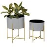 Grayson Lane 11.9-in W x 15.65-in H Grey Metal Planter - 2-Pack
