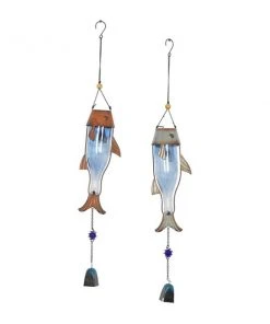 Grayson Lane Coastal 32-in Multicoloured Metal Fish Wind Chime - Set of 2