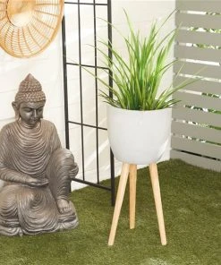 Grayson Lane 13-in W x 29-in H Grey Clay Planter -GRAYSON LANE shop 330941216 AlternateImage2 l