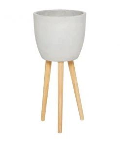 Grayson Lane 13-in W x 29-in H Grey Clay Planter