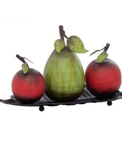 GRAYSON LANE Greyson Lane Green/Red Classic Iron Decorative Fruit Bowl - Set of 1