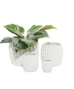 Grayson Lane 10-in W x 9-in H White Stone Planter - 4-Pack