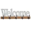 Grayson Lane White/Brown Wood Welcome Decorative 5 Screw Wall Hooks - Set of 1