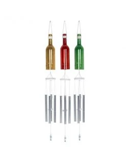 Grayson Lane Coastal 33-in White/Silver Metal Tubes and Bottles Wind Chime - Set of 3