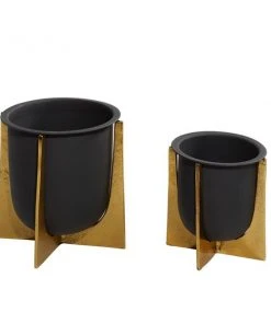 Grayson Lane 8.95-in W x 9.35-in H Black Metal Planter - 2-Pack -GRAYSON LANE shop 330941246 AlternateImage5 l
