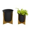 Grayson Lane 8.95-in W x 9.35-in H Black Metal Planter - 2-Pack