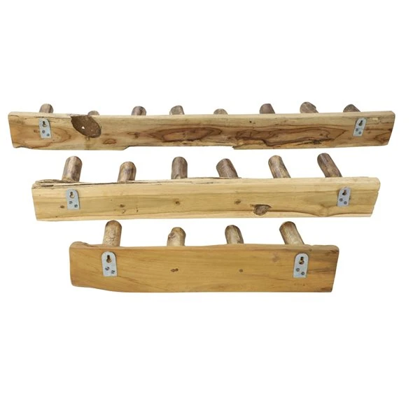Grayson Lane Rustic Beige/Brown 3-Tier Teak Wood Decorative Shaker Peg Wall Hooks - Set of 3 2 Grayson Lane Rustic Beige/Brown 3-Tier Teak Wood Decorative Shaker Peg Wall Hooks - Set of 3 - Image 2