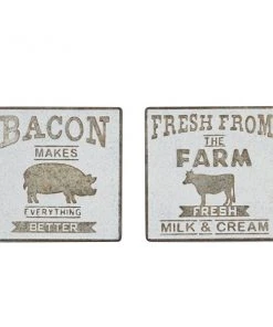 Grayson Lane 16.1-in H x 16.1-in W Farmhouse Metal Sign Wall Accent - Set of 2