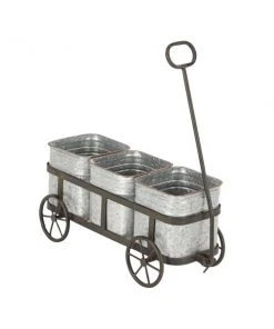 Grayson Lane 29-in W x 16-in H Silver Metal Planter