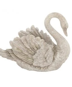 Grayson Lane 15-in x 18-in Grey Polystone Eclectic Swan Garden Sculpture