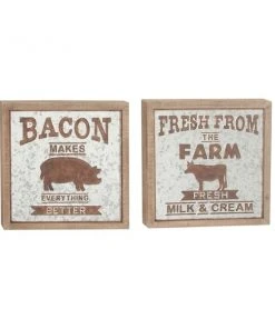 Grayson Lane 18-in H x 18-in W Farmhouse Metal Sign Wall Accent - Set of 2