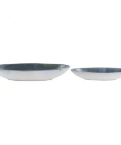 Grayson Lane 22-in W x 3-in H Green Porcelain Low Bowl Planter - 2-Pack