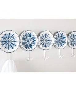 Grayson Lane Farmhouse Blue/White Iron Decorative Mermaid 5 Screw Wall Hooks - Set of 1 -GRAYSON LANE shop 330941267 AlternateImage3 l